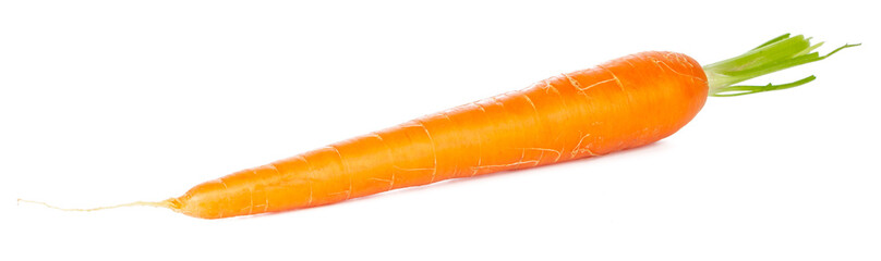 Isolated carrots. Heap of fresh carrots with stems isolated on white background