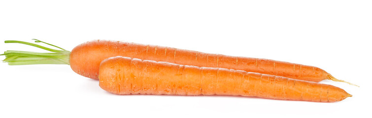 Isolated carrots. Heap of fresh carrots with stems isolated on white background