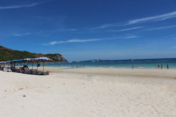 Thailand Bangkok Beach sandy beach with parasols