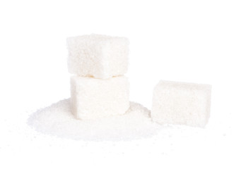 Cubes of sugar isolated on white background