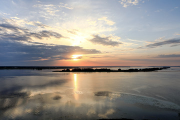 magnificent sunrise over the water