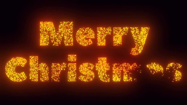 Merry Christmas Text On Black Background, 3 Fonts Versions Flying Sparks, Particles Looping 2D Animation