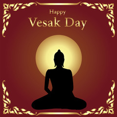 Happy vesak day or buddha purnima silhouette style