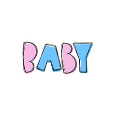 Baby - hand lettering word for baby shower.