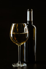 Wine glass on a dark background, studio shot