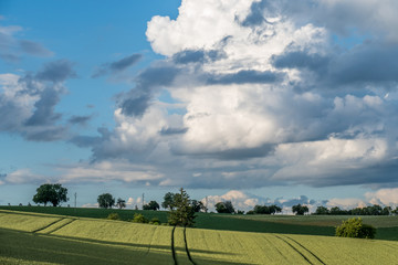 Agrarlandschaft und Wolkenhimmel