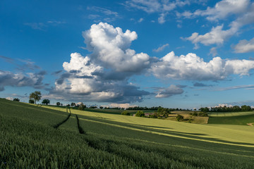 Agrarlandschaft und Wolkenhimmel