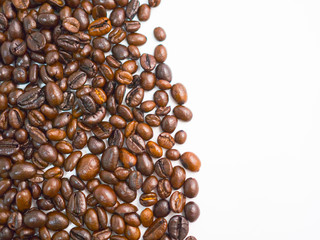 Coffee beans isolated on a white background.