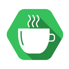 coffee vector green icon in modern flat style isolated. coffee support is good for your web design.