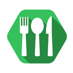 Cutlery vector green icon in modern flat style isolated. Cutlery can support is good for your web design.
