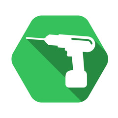 Drill vector green icon in modern flat style isolated. Drill can support is good for your web design.