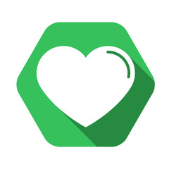 Heart vector green icon in modern flat style isolated. Heart can support is good for your web design.