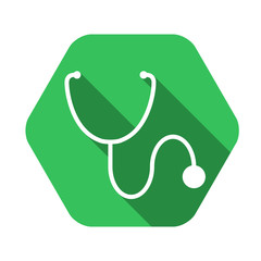 Stethoscope vector green icon in modern flat style isolated. Stethoscope can support is good for your web design.