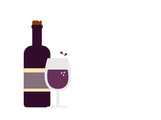 Wine bottle with wine glass icon flat design.