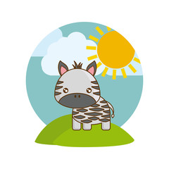 cute zebra animal in landscape natural