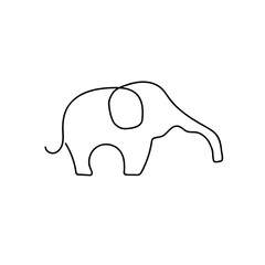 Vector illustration of an elephant singl line