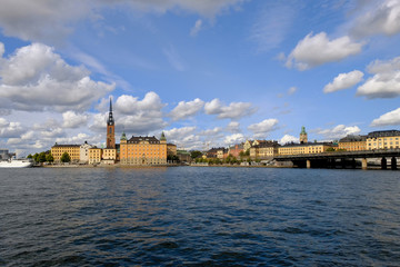 Fototapeta na wymiar Panoramic view of Old Town (Gamla Stan) in Stockholm, Sweden in a summer day.