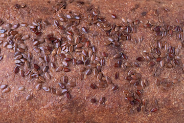 Rye bread with flaxseed top view