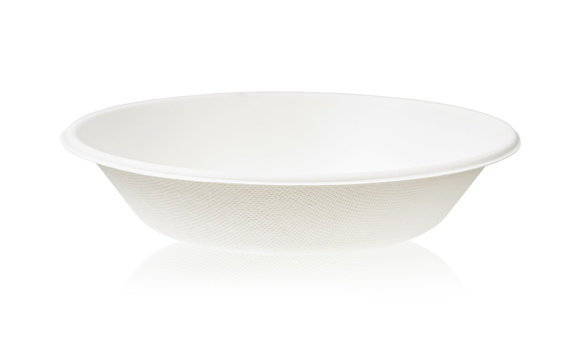 Bagasse bowl for food isolated on white background.