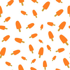 Ice cream orange seamless pattern for wrapping
