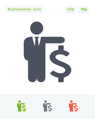Businessman & Dollar - Carbon Icons
