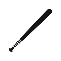 Vector flat black baseball bat icon on white background