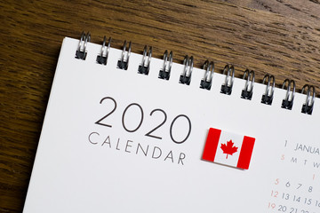 Canada Flag on 2020 Calendar