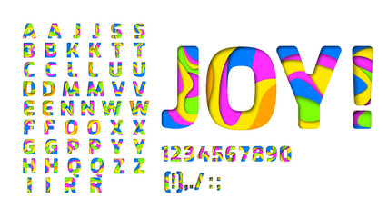 Colored cut paper alphabet
