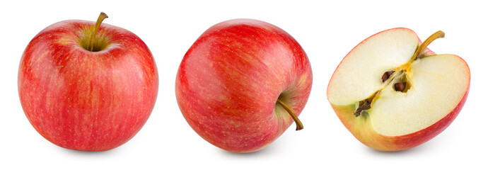 Red apple isolate. Apples on white background. Apple set with clipping path.