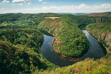Meander of the river Vltava in Central Bohemia close to the Prague, Czech republic. Famous view called Maj (May)