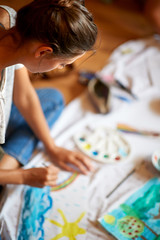 Female artist drawing