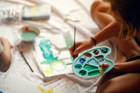 Palette with temperas