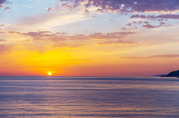 Bright sunrise over the sea.