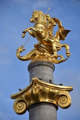 Fototapeta na wymiar Monument of St George Portrait, Liberty Square, Tbilisi