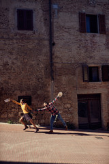 Man and woman on summer vacation enjoying travel..