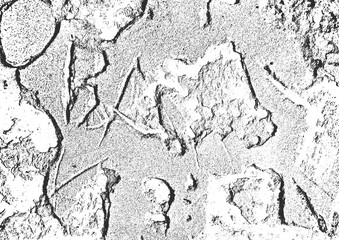 Distress old cracked concrete texture, vector illustration. Black and white grunge background. Stone, asphalt, plaster, marble.