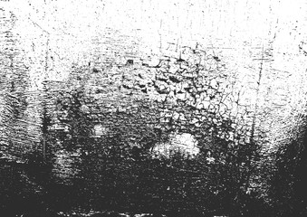 Distress old cracked concrete texture, vector illustration. Black and white grunge background. Stone, asphalt, plaster, marble.