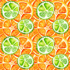 Seamless pattern with lime and orange.