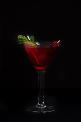 elegant glass with a popular cosmopolitan cocktail