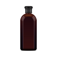 Realistic brown bottle for cosmetic. Mock up bottle. Liquid soap pump bottle, shampoo, conditioner. Cosmetic vector products pack