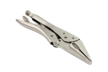 Obraz premium Toothed pliers for fixing metal surfaces for welding isolated on white background without shadow