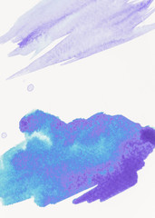 Abstract blue painting brushstroke on canvas