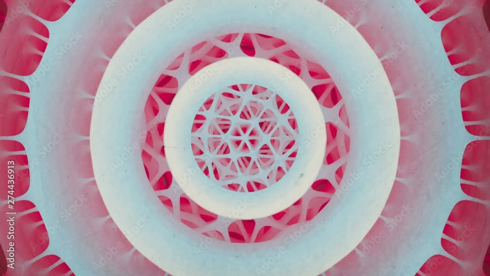 Aufkleber Futuristic composition of rotation rounded shapes. Computer generated abstract animation with colored forms. Modern covers design with geometric pattern. 3d rendering. 4K, Ultra HD resolution.