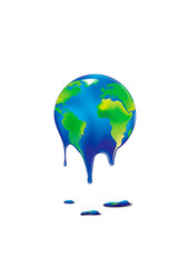 earth  sphere is melting isolated on a white background vertical vector illustration