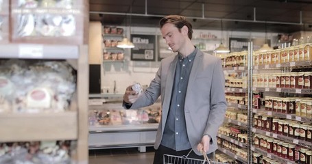 Adult male shopping in a food market