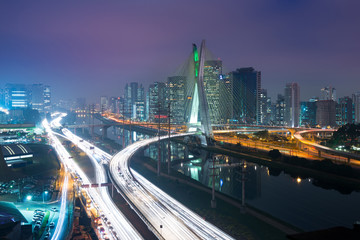 Fototapeta na wymiar Skyline of Sao Paulo at night, Brazil