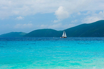 Beautiful turquoise sea on the Agiofili beach, Lefkada, Greece