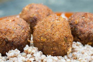 vegetable vegan balls with buckweat graoats