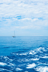 Beautiful view on the ship, Lefkada, Greece.