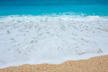 Beautiful blue sea. Kavalikefta beach. Love sea. Lefkada Island, Greece.